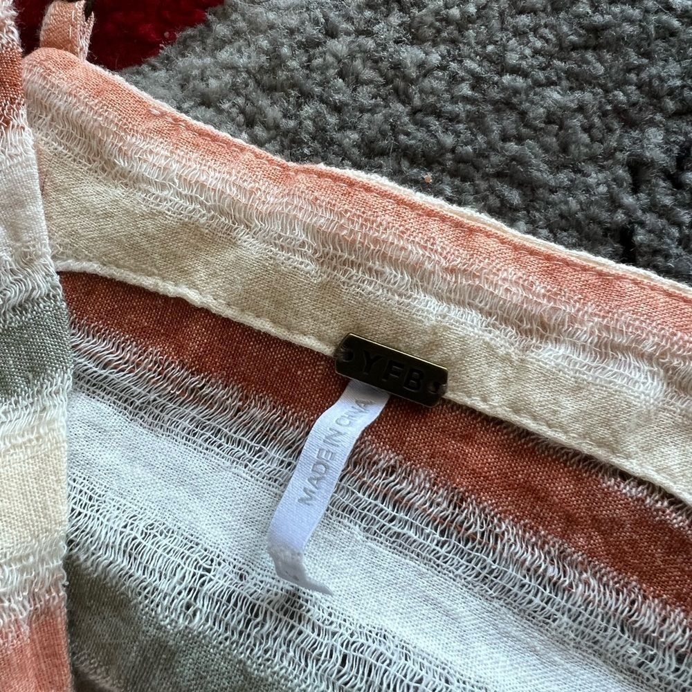 YFB Linen Blend Knot Front Striped MIDI Slip Dress - Picture 3 of 5